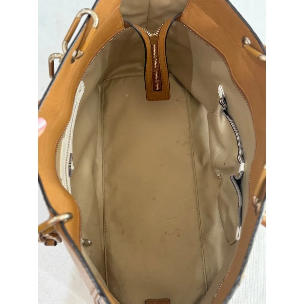 Henri Bendel Tote Bag Womens Large Tan  Studded Leather Shoulder Bag